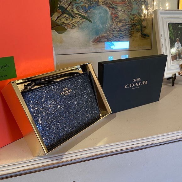 BRAND NEW - Never Used Coach Star Glitter Wristlet - Midnight Blue Color - Picture 4 of 9
